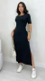 Vestido Feminino Midi Básico Em Moletinho Com Manga Soltinho Fenda E Bolso Lateral na internet