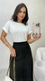Blusa Branca Feminina Básica Manga Dobrada - Spetaccolo Store