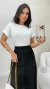 Blusa Branca Feminina Básica Manga Dobrada - Spetaccolo Store