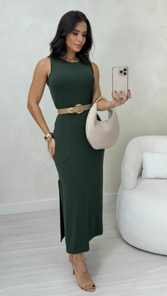 Vestido Verde Militar Midi Regata Feminino - comprar online