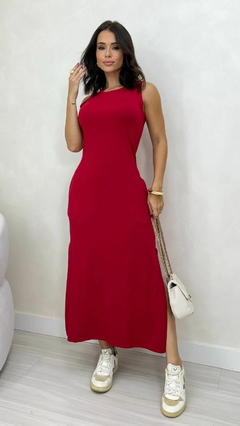 Vestido Vermelho Regata Feminino Midi - comprar online