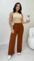 Calça Feminina Pantalona Em Crepe Com Elástico Bolsos Laterais - loja online
