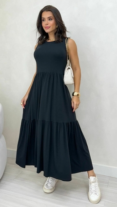 Vestido Preto Feminino Duas Marias Regata Midi - comprar online
