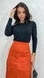 Saia Terracota Feminina Midi Em Suede Com Fenda E Ziper Frontal na internet