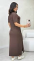 Vestido Feminino Midi Básico Em Moletinho Com Manga Soltinho Fenda E Bolso Lateral - comprar online