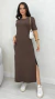 Imagem do Vestido Feminino Midi Básico Em Moletinho Com Manga Soltinho Fenda E Bolso Lateral