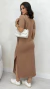 Vestido Feminino Midi Básico Em Moletinho Com Manga Soltinho Fenda E Bolso Lateral na internet