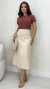 Saia Feminina Midi Em Suede Bolso Frontal Fenda E Zíper - Spetaccolo Store