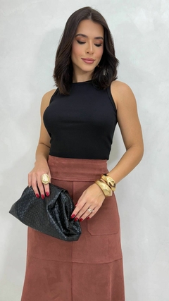 Regata Preta Canelada Feminina - comprar online