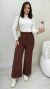 Calça Feminina Pantalona Em Crepe Com Elástico Bolsos Laterais - loja online