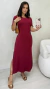 Vestido Feminino Midi Básico Em Moletinho Com Manga Soltinho Fenda E Bolso Lateral na internet