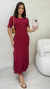 Vestido Bordô Feminino Longo Casual Em Moletinho Manga Curta