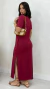 Imagem do Vestido Bordô Feminino Longo Casual Em Moletinho Manga Curta