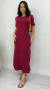 Vestido Bordô Feminino Longo Casual Em Moletinho Manga Curta - comprar online
