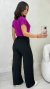 Calça Pantalona Preta Feminina Em Crepe Com Bolsos Laterais - comprar online
