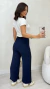 Calça Feminina Pantalona Em Crepe Com Elástico Bolsos Laterais - Spetaccolo Store