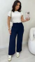 Imagem do Calça Feminina Pantalona Em Crepe Com Elástico Bolsos Laterais