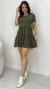 Vestido Verde Feminino Curto Saia Duas Marias Com Manga