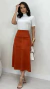 Imagem do Saia Terracota Feminina Midi Em Suede Com Fenda E Ziper Frontal