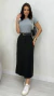 Saia Preta Midi Feminina Em Crepe Com Zíper Bolso E Fenda Frontal - comprar online
