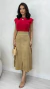 Saia Caqui Feminina Midi Em Suede Com Fenda E Ziper Frontal na internet