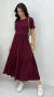 Vestido Bordô Feminino Duas Marias Midi Com Manga Curta