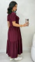 Vestido Bordô Feminino Duas Marias Midi Com Manga Curta na internet