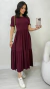 Vestido Bordô Feminino Duas Marias Midi Com Manga Curta - comprar online