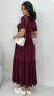 Vestido Bordô Feminino Duas Marias Midi Com Manga Curta - loja online