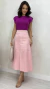 Conjunto : T-Shirt Fúcsia Feminina Muscle Tee Básica + Saia Rosa Feminina Midi Em Suede Com Fenda E Ziper Frontal - (cópia) - comprar online