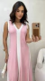 Imagem do Vestido Midi Bicolor Feminino Em Moletinho Regata Decote V
