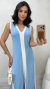 Vestido Midi Bicolor Feminino Em Moletinho Regata Decote V - comprar online