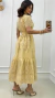 Vestido Amarelo Bordado Em Laise Midi Com Manga Lástex Na Cintura na internet