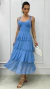 Vestido Azul Midi De Tule Em Camadas Com Bojo Lástex Nas Costas na internet