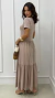 Vestido Nude Feminino Duas Marias Midi Com Manga Curta na internet