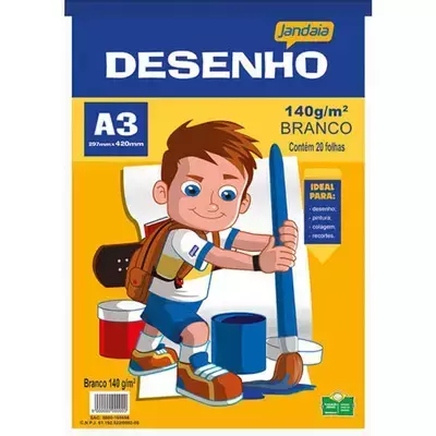 Bloco para Desenho A3 Branco 140g 20 Folhas - Jandaia