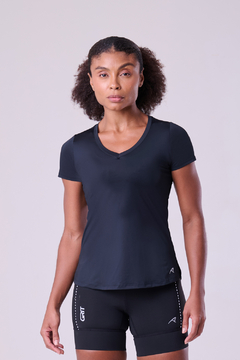 Camiseta Keep Cool Decote V - Uv50 | Preto | Authen - comprar online