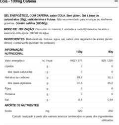 Gel de Alta Frutose - High Fructose Gel 80g - Sabor Cafeina e Cola na internet