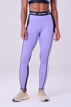 Legging Authen Essential Flex Block - Preto / Lilas | Authen na internet