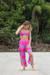 Calça Pantalona C/Abertura -Estampa Entardecer Pink