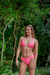 Conjunto Biquíni Cortininha com Calça Drapeada Canelado - Rosa - Itiz Beach Wear