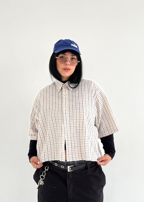 Camiseta corte BOX quadriculada (importada)
