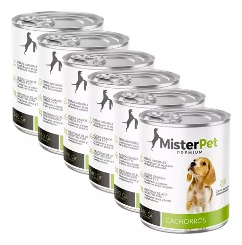 Alimento Húmedo Perros Cachorros - Pack x6 Latas Mister Pet 340gr - comprar online