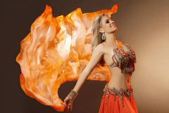 Véu Em Seda Pura Pintado à Mão - Laranja Mesclado na internet