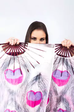 Véu Fan Leque Pintado à Mão (o Par) - Pavão - comprar online