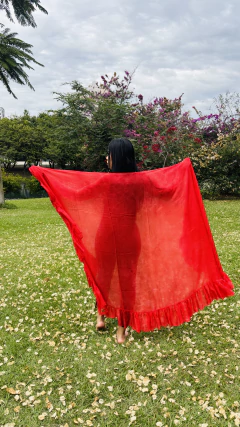 Véu de Babado em Seda Pura - Pintado a Mão na internet