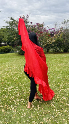 Véu de Babado em Seda Pura - Pintado a Mão - comprar online