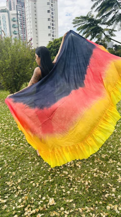 Véu de Babado em Seda Pura - Pintado a Mão