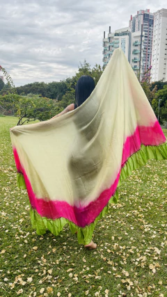 Véu de Babado em Seda Pura - Pintado a Mão - loja online