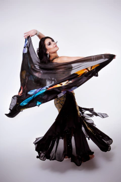 Véu Em Seda Pura Pintado à Mão - Borboletas c/ Fundo Preto - loja online